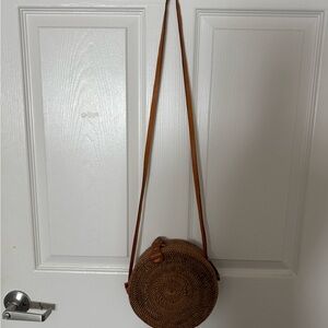 Brown Woven Crossbody Bag
